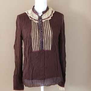 Brown And Gold Color Tahari Blouse